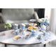 Family Party Gift Set Special 3 Tier Cake Stand Teapot Milk Jug 2 Cups 2 Saucers (Blue Rose)