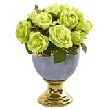 Rose Artificial Arrangement in Urn with Gold Trimming