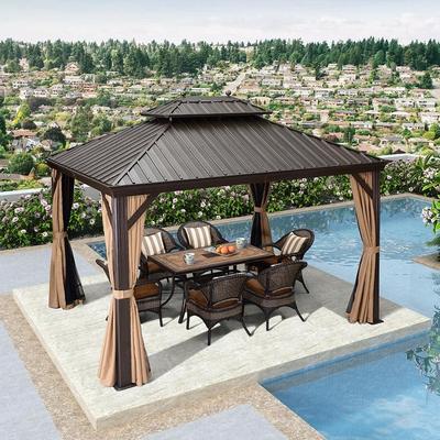 PURPLE LEAF Outdoor Gazebo Aluminum Frame Galvanized Steel Hardtop Gazebo