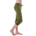 Mrat Womens Loose Trouser Casual Yoga Capris Pants Spring Ladies Workout Out Leggings Stretch Waist Button Pocket Yoga Gym Cropped Trousers Female Yoga Pants Green XL