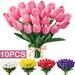 10PCS Tulips Artificial Flowers Real Touch Fake Tulips Fake Flowers for Decoration 13.5 Faux Tulips Faux Flowers Bulk Artificial Tulips Flowers for Vase Centerpieces Home Wedding Bouquet