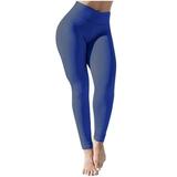 Mrat Women s Yoga Long Pants Full Length Yoga Pants Ladies Soft High Waist Stretch Pleated Yoga Pants Casual Fitness Leggings Trouser Female Pants Blue XXL