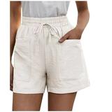 Mrat Pants For Women Workout Full Length Pants Ladies Loose Wide Leg Pants High Waist Straight Pants Casual Cotton Linen Shorts Female Athletic Pants White XXL