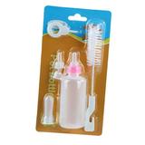 Cleaning Brush Calf Bottle with 4 Pacifiers Pet Feeder Bottle for Pets Doggy Pink