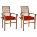 Suzicca Dining Chairs 2 pcs with Red Cushions Solid Teak Wood