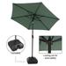 Patio Umbrella with Patio Market Umbrella Base 7.5 Outdoor Table Umbrella with Water/Sand Self-Filled Base Push Button Tilt/Crank 6 Ribs Dark Green