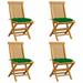 Patio Chairs with Green Cushions 4 pcs Solid Teak Wood