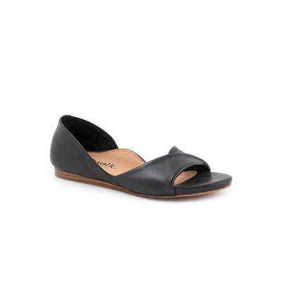 Wide Width Women's Cypress Flat Sandal by SoftWalk in Black (Size 10 W)