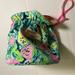 Lilly Pulitzer Bags | Lilly Pulitzer Bright Floral Drawstring Bag Jewelry Pouch 7" Tall Circular Botto | Color: Green/White | Size: Os