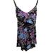 Free People Tops | Free People Floral Cross Front Cut Out Spaghetti Strap Blouse Xs | Color: Black/Blue/Purple/White | Size: Xs