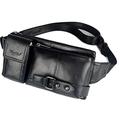 Hebetag Vintage Leather Fanny Pack Waist Bag for Men Women Travel Hiking Running Hip Bum Belt Slim Cell Phone Purse Wallet Pouch Coffee, #08Black, M