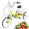 PIOJNYEN Adult Tricycle 20" Wheel Single Speed Folding Bicycle Trike Alloy Frame 3 Wheel City Bike with Shopping Basket for Adults and Elderly-Yellow