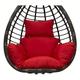 PJDDP Waterproof Egg Chair Cushion Replacement, Foldable Egg Swing Chair Cushion, Thicken Hanging Basket Chair Cushions, Washable Basket Swing Chair Cushion with Headrest,Red