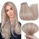 Easyouth Hair Extensions Clip in Real Hair Clip in Extensions Ash Blonde Highlight Clip in Hair Extensions 14 Inch 5Pcs 70g Double Weft Clip in Human Hair Clip ins