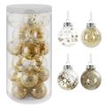 Belle Vous 24 Pack Gold Christmas Ball Ornaments - 6.8cm / 2.68 Inches Plastic Baubles - Assorted Stuffed Bauble Set with String for Christmas Tree Decorations & Xmas/Wedding Party Hanging Decor