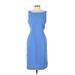 Express Casual Dress - Sheath Boatneck Sleeveless: Blue Print Dresses - Women's Size 1