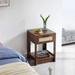 15.75" Rattan 1-Drawer Nightstand with Power Outlet & USB Ports