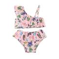 TAIAOJING Baby Girl 2-Piece Bikini Swimsuit Outfits Strap Floral Print Ruched Summer Bikini Swimwear Bathing Suit 6-9 Months