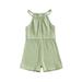 Wassery Toddler Baby Girls Jumpsuit Sleeveless Ribbed Solid Summer Short Bodysuit for Casual Daily 6M-4T