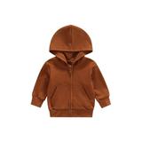 Qtinghua Toddler Baby Boy Girl Zip Up Hoodies Sweatshirt Long Sleeve Hooded Jacket Cardigans Casual Fall Clothes Dark Orange 2-3 Years