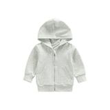 Qtinghua Toddler Baby Boy Girl Zip Up Hoodies Sweatshirt Long Sleeve Hooded Jacket Cardigans Casual Fall Clothes Gray 4-5 Years