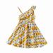 ZHAGHMIN Girls Size 10 Dress Sloping Shoulder Lace Halter Print Dress Girls Clothes 4 To 8 Years The Old Line Preemie Dress Two Piece Girl Dresses Toddler Girl Princess Pleated Dress for Kids Dress