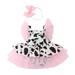 Toddler Kids Baby Romper Girls Dress Cow Print Tulle Clothes Sleeveless Tutu Dresses Hair Band Headband Set Outfits For 2-3 Years