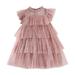 adviicd Princess Dress Up Clothes For Little Girls Girls Casual Tunic Dresses V Neck sleeveless School Party Swing Dress Pink 5-6 Years