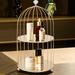 2-Tire Metal Birdcage Jewelry Cosmetics Storage Stand Makup Rack Organizor Home