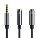 Headphone Splitter Strong Braided 3.5mm Stereo Audio Y Splitter Cable 4-Pole Male to 2-Female Port Audio Stereo Cable Dual Headphone Jack Adapter Top Series