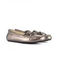 Michael Kors Shoes | Michael Kors 100% Leather Metallic Pewter Flat Loafer Slide Flats | Color: Gray/Silver | Size: 7.5