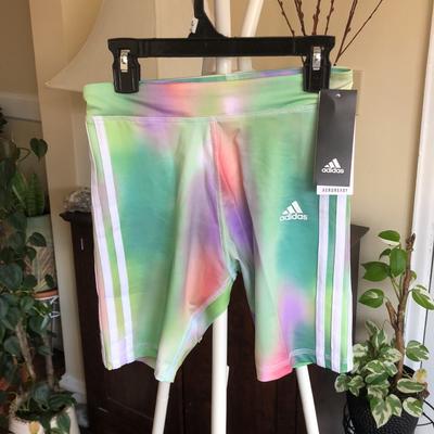Adidas Bottoms | Adidas All Over Print Bike Short 22 For Girls -L 14 -Semi Mint Rush Color | Color: Blue/Green | Size: Lg