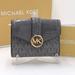 Michael Kors Bags | Michael Kors Carmen Medium Flap Logo And Faux Leather Wallet Heather Grey Multi | Color: Gold/Gray | Size: Os