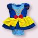 Disney One Pieces | Disney Baby Snow White Princess Dress One Piece Short Sleeve 18/24 Months | Color: Blue/Gold | Size: 18-24mb