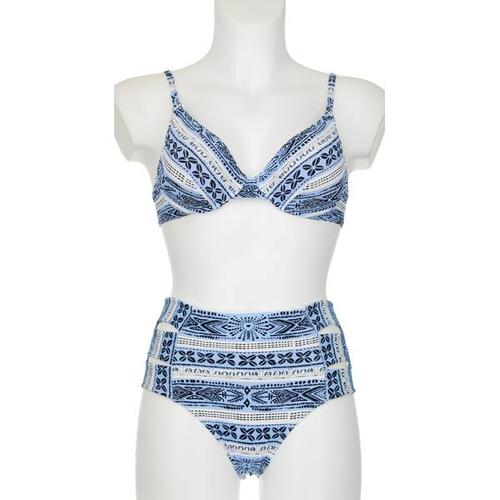 OLYMPIA Damen Bikini Bikini, Größe 38D in blau/weiß