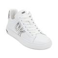 DKNY Damen Abeni Lace-up Leather Sneakers Sneaker, White/Silver, 37 EU