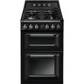 Smeg TR62BL 60cm "Victoria" Traditional Dual fuel 2 cavity Cooker with Gas hob, Black enamel finish Energy rating AA, Black