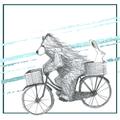 Bear & Bunny Riding A Bike Greeting Card - Blank Inside- By Catherine Redgate Illustration Bicycle Cycling Cycle Exercise Couple Cute Love