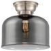 Aditi Bell 12" Brushed Satin Nickel Flush Mount w/ Plated Smoke Shade