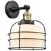 Bell Cage 9" Black Antique Brass Sconce w/ Matte White Shade