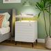 Wrought Studio™ Dinese LED Nightstand LED Bedside Tables Wood in White | 26.8 H x 15.9 W x 15.9 D in | Wayfair 690037A7A3CE49E28F3DFB3A2635DC8F