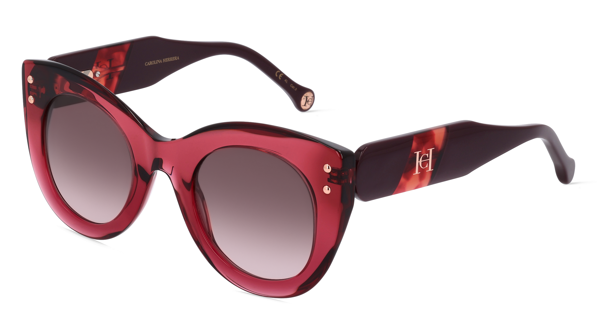 Carolina Herrera 0127/S Damen-Sonnenbrille Vollrand Rund Acetat-Gestell, rot