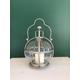 Glass Ball Lantern with Silver Metal Frame and Handle