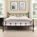 Metal Bed Frame with European style Headboard and Footboard, Premium Steel Slat Support, Bedroom Furniture