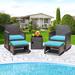 Costway 5PCS Patio Rattan Furniture Set Ottoman Cushioned W/Cover - See Details
