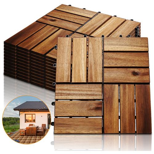 Randaco – Holzfliesen Akazienholz Balkonfliesen Gartenfliesen Terrassenfliesen, 30x30cm, 1m², 12