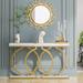 55 inch Gold Console Table, Faux Marble Entryway Table Narrow Long Sofa Table, Modern Accent Table for Living Room