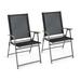 Costway 2 Pieces Patio Folding Chairs with Armrests for Deck Garden Yard-Black & Gray