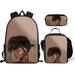 African Schoolbags for Teenage Girls Black American Girl Pattern Backpack with Lunchbox Pencil Box Elementary School Bags 3 piece