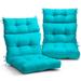 EAGLE PEAK Tufted Outdoor/Indoor High Back Patio Chair Cushion Set of 2 46 x 22 Blue
